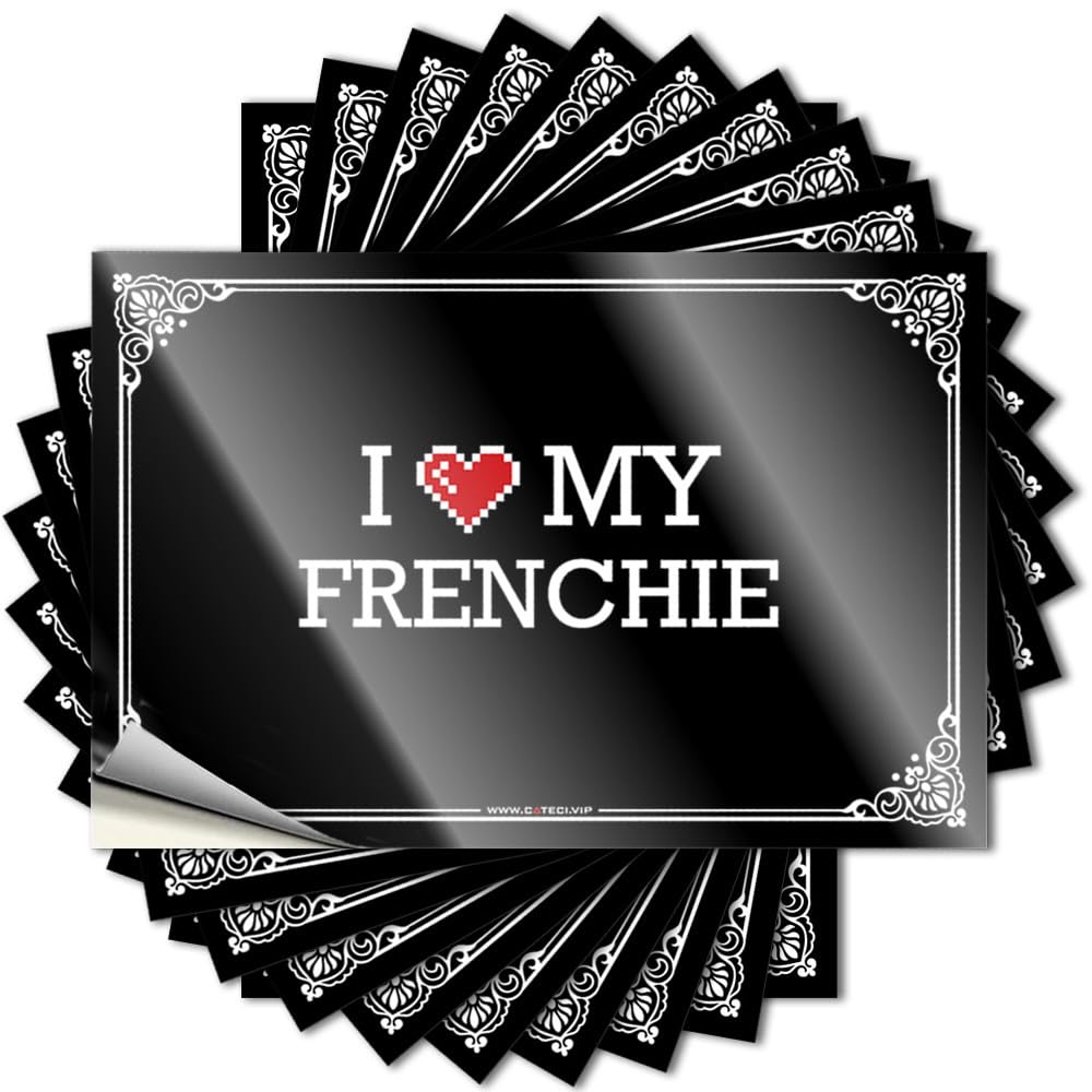 I Love My Frenchie Coastal Tattoos | Outdoor Patio Decor Waterproof Vinyl Hat Dry Removable Decal Peel Stick(8X12CM)