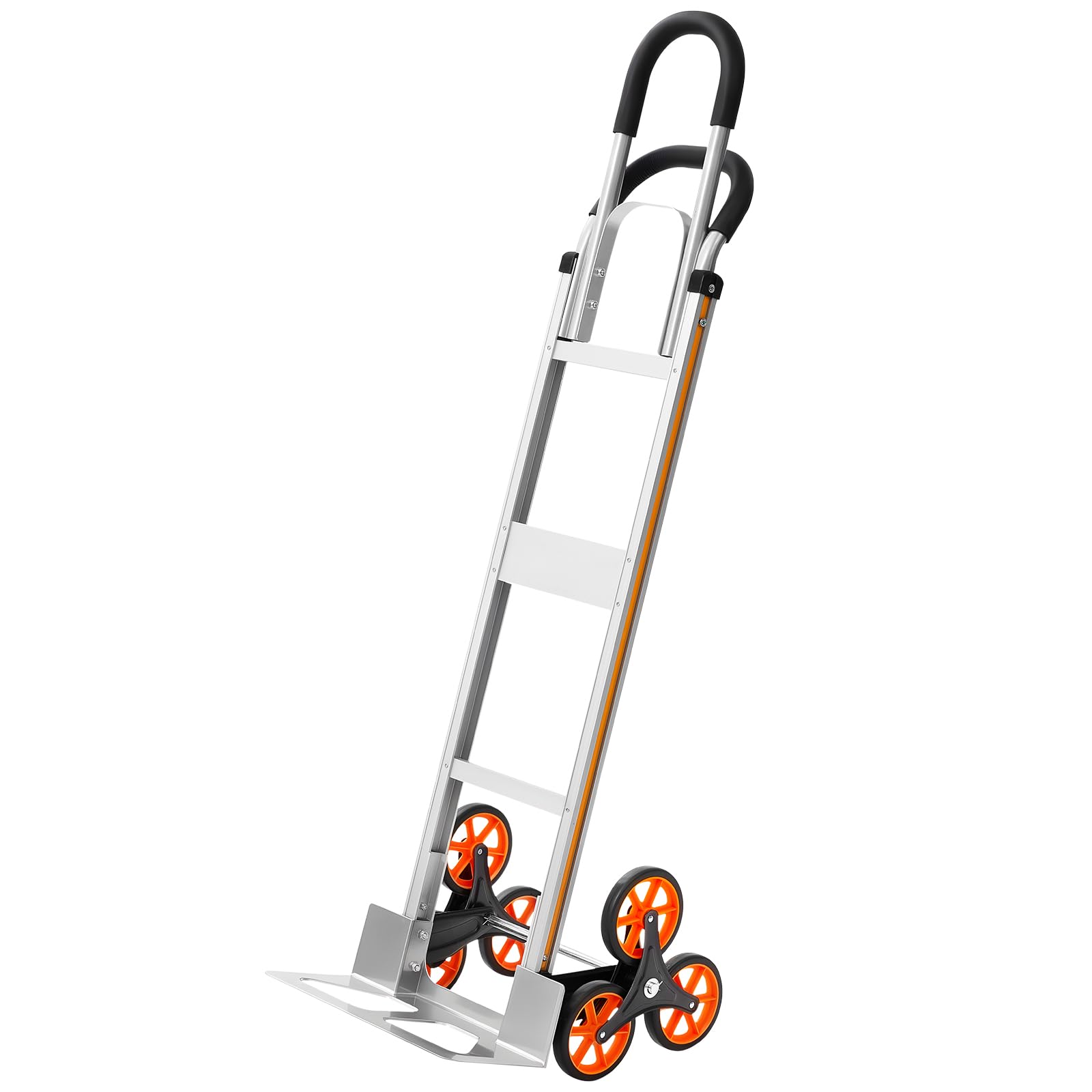 VEVOR Carrello Saliscale Capacità di Salita Scale 150 kg, Carrello Pieghevole in Lega di Alluminio con Maniglia Telescopica, 6 Ruote e 2 Corde Elastiche, per Casa, Generi Alimentari, Magazzino