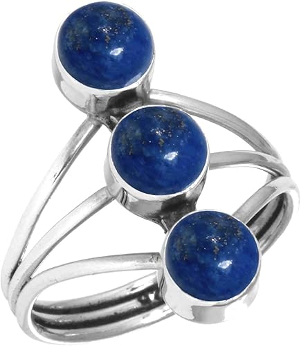 JEWELOPORIUM Anillo de plata de ley 925 hecho a mano para mujer, 0.236 in, piedra preciosa redonda, joyería para regalo (99075_R)