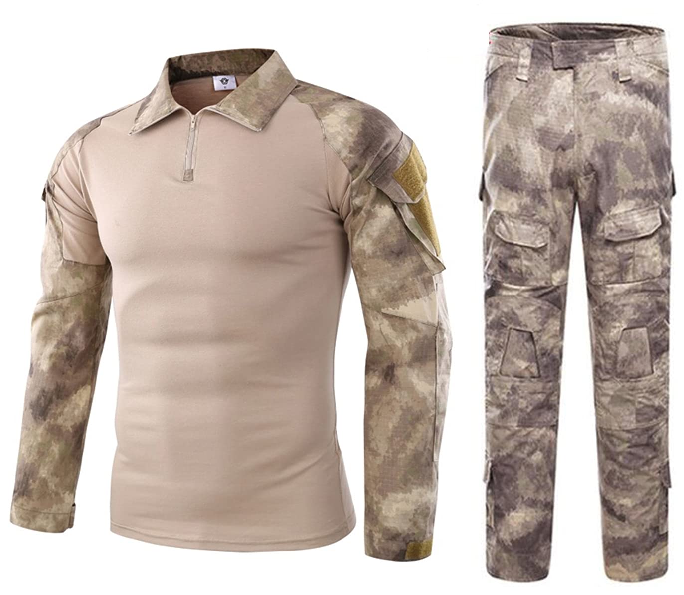Uugood Men's Huangxu Military T-Shirt Trouser Combat Shirt Suits Camouflage Long Sleeve Uniform Sets Tactical Shirt Suits For Airsoft Paintball Hunting, S