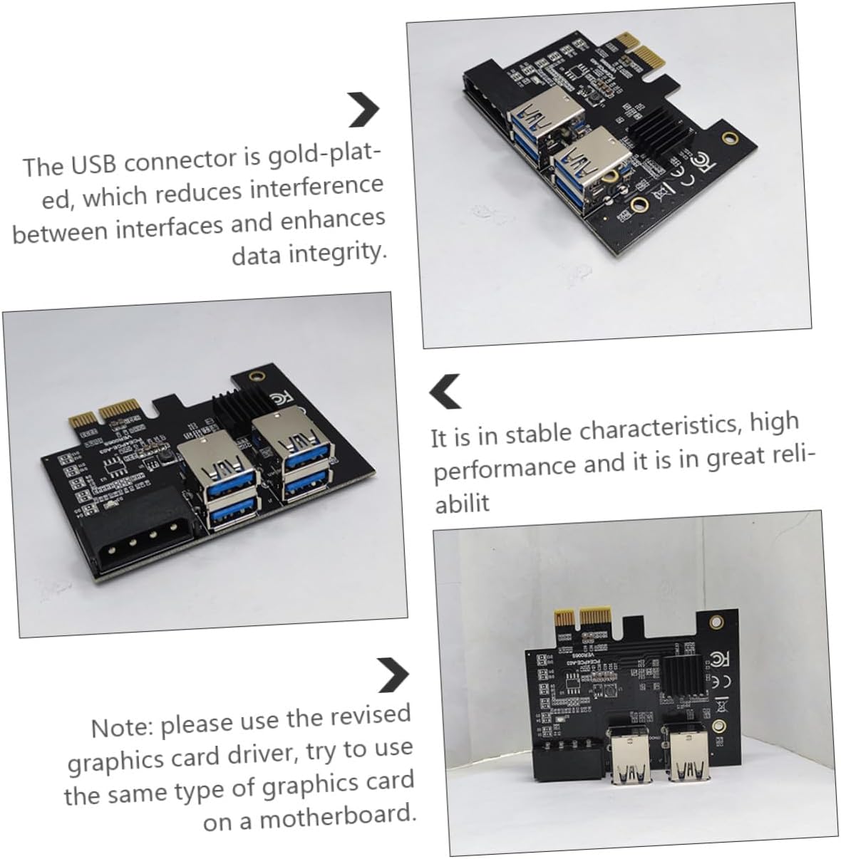 Pci e Riser USB 3.0 Pci Express Extender Card Adapter for Computer Accessories with 4 e Slots, Compatible with Graphics Card Expansion for Computing and Gaming