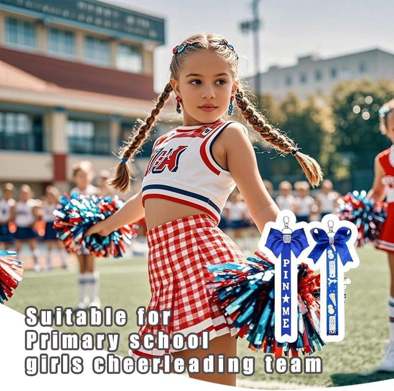 YALLNASL Pin Me Ribbon Cheer Keychain for Girls Cheerleader Gifts for Daughter Granddaughter Cheer Bows for Backpack Book Bag - Image 5