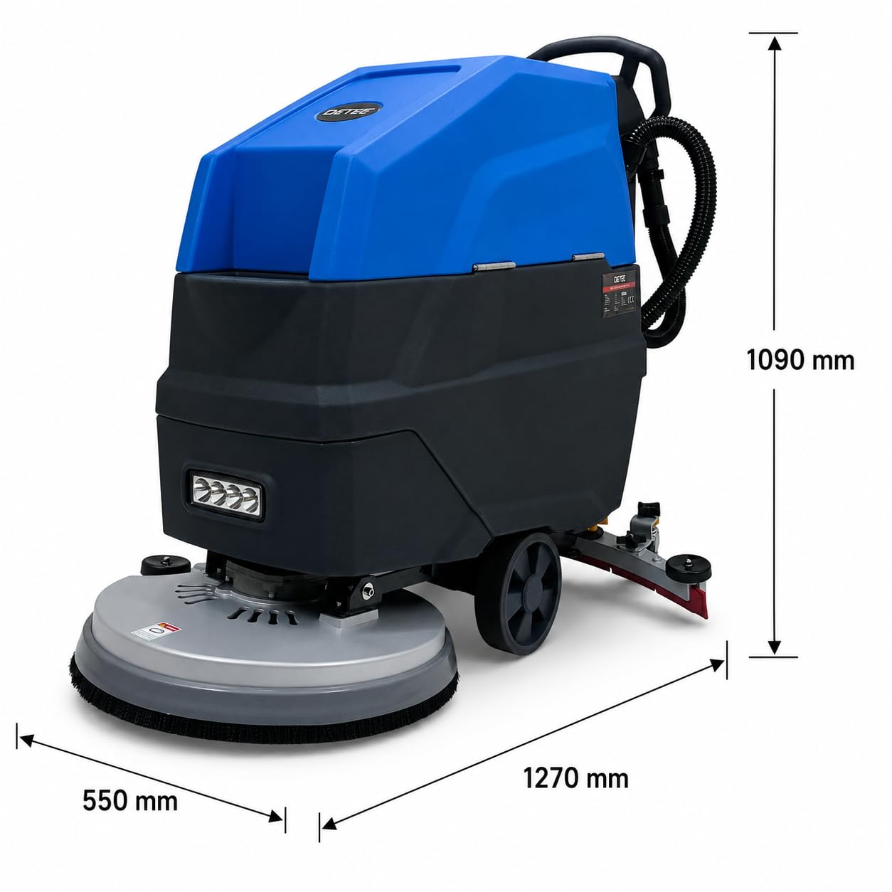 DeTec. DT-FS1 - Máquina de limpieza de suelos con batería de iones de litio de 24 V, ancho de trabajo de 53 cm, limpieza de suelos comerciales, 134 kg, 55 l, depósito de agua fresca