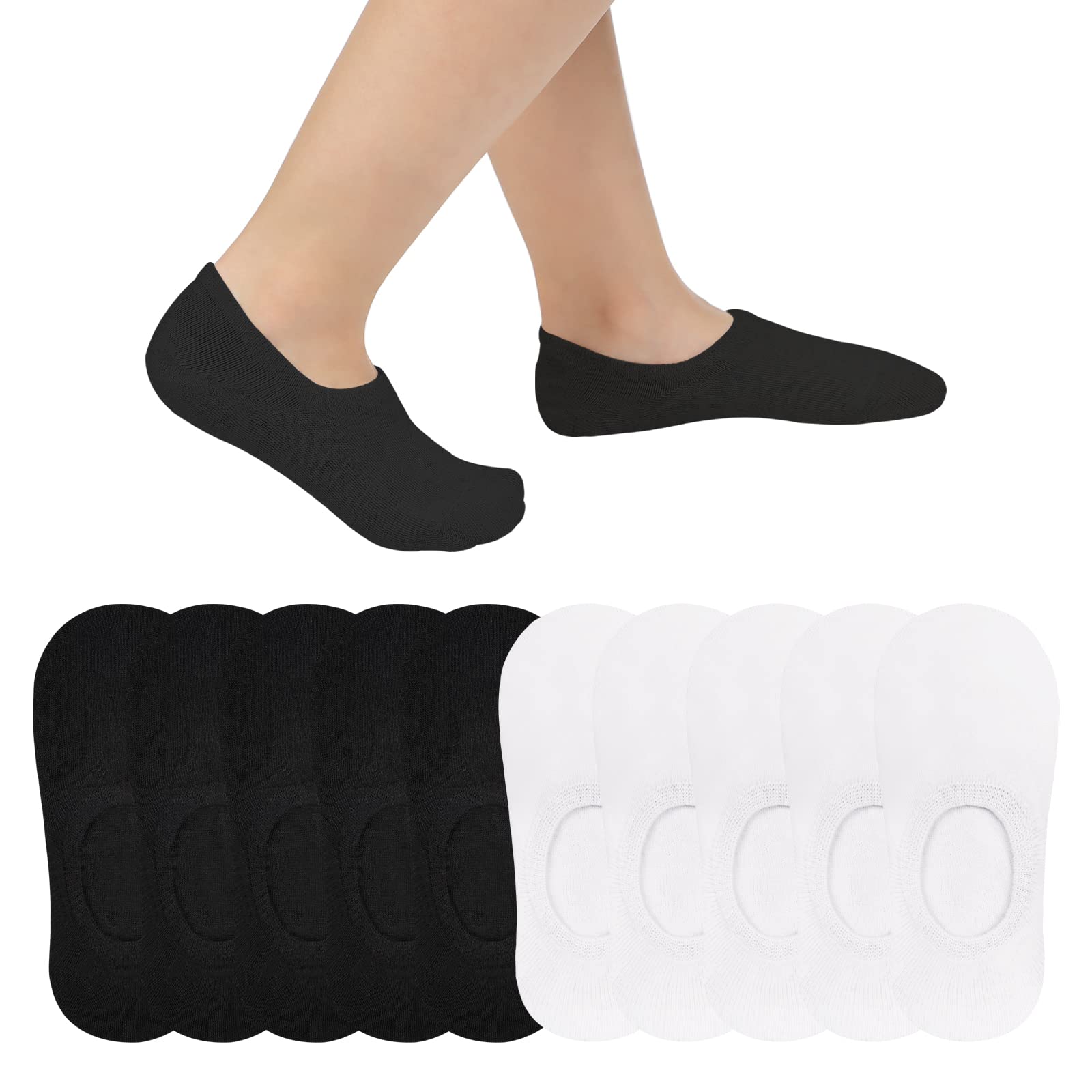 JOCMIC 10 Pairs Girls No show Socks Boys Non Slip Low Cut Socks for Kids Toddler 8-10 Years