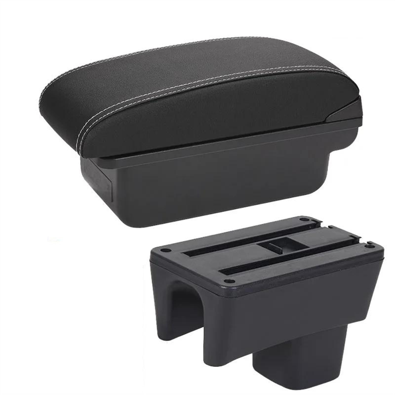 Storage Rack Armrest Box Car Armrest Car Accessories Interior Details Storage Box Retrofit Parts For Swift 2005-2023(3 Black white NOUSB)