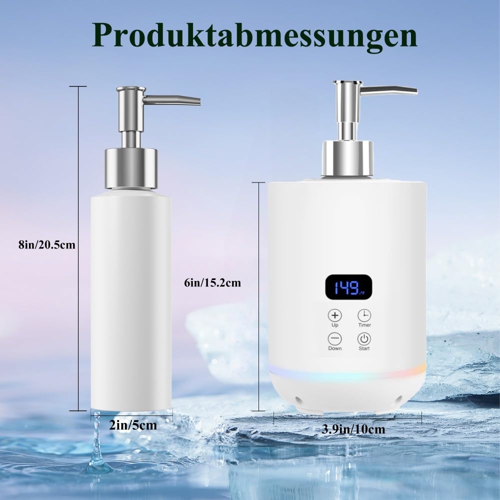 Massageöl-Wärmer mit zwei Ölflaschenverteilern für Spa Flaschen Spender und Lotion Wärmer LED Anzeige Gel Flaschenwärmer Heizung für Salon Flaschenwärmer (Weiß)