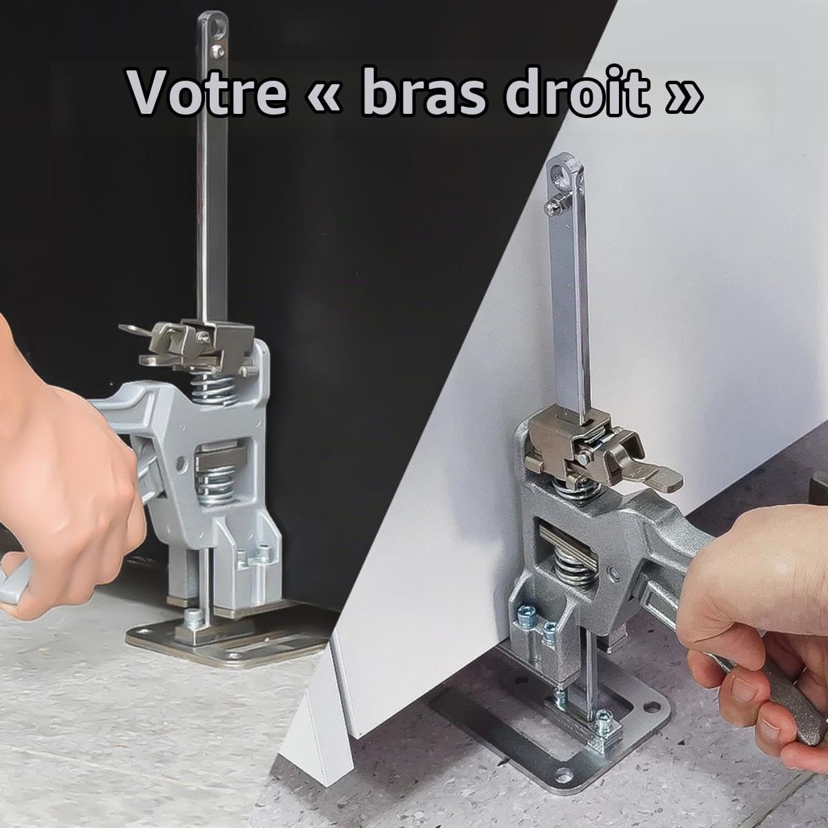 Lot de 2 vérins à bras entièrement en métal pour économiser la main-d'œuvre, dispositif de levage multifonction de réglage de la hauteur, mod descente à deux vitesses, cric d'armoire, cric pour