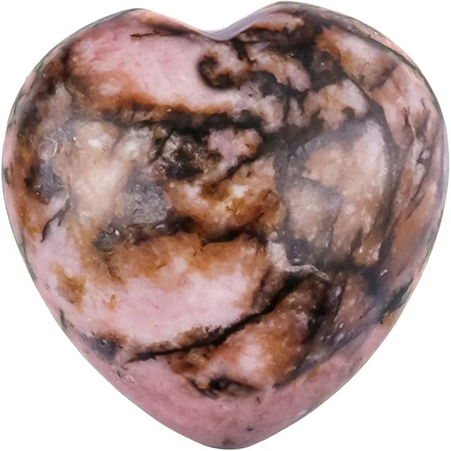 mookaitedecor Rhodonite Heart Crystal and Gemstone Healing,Worry Stone Palm Love Stones,Pack of 4