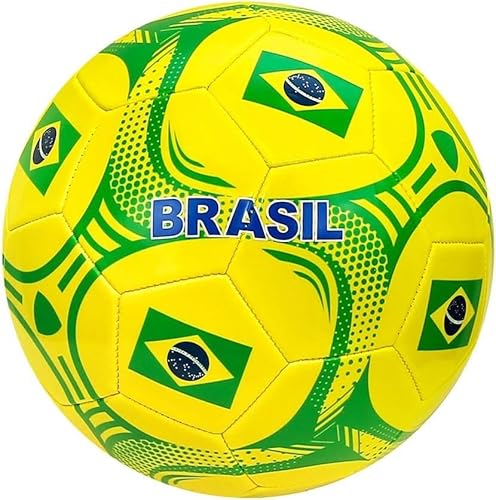 Tripact Inc World Flag Country Brazil Training Outdoor Soccer Ball Size 5 Futol Size (Size 5)