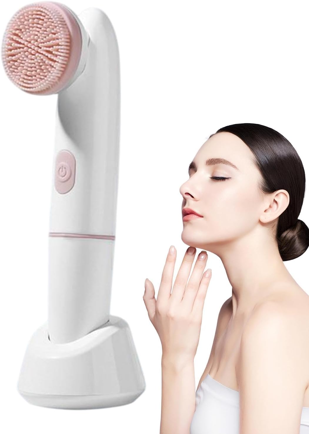 Gezichtsreinigingskwast, gezichtswasborstel, gezichtsborstel, vibratie, ultrasone gezichtsmassage, waterdicht, oplaadbare huidverzorgingstools met 2 koppen, voor mannen en vrouwen