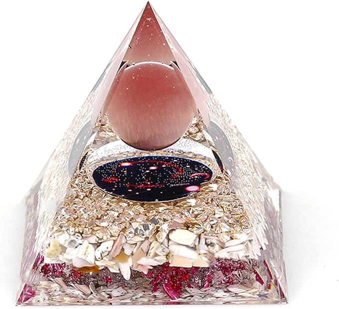 Unique Handmade Constellation Positive Energy Orgonite Pyramid Decoration Scorpio Cat's Eye Stone Crystal Pyramid Ornaments for Office/Living Room/Bedroom/Yoga(Scorpio)