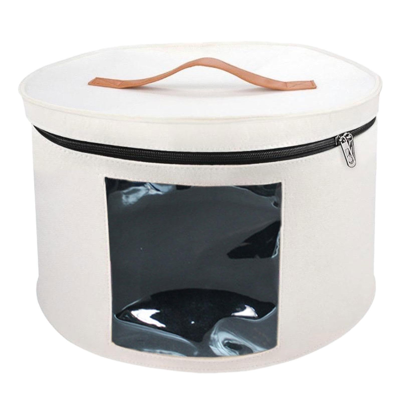 Baoblaze Scatola per Cappelli Scatola per Cappelli con Coperchio Antipolvere per Donna Uomo Organizzatore per Cappelli Pieghevole Scatola per Cappelli Rotonda, Bianco 40x26 cm