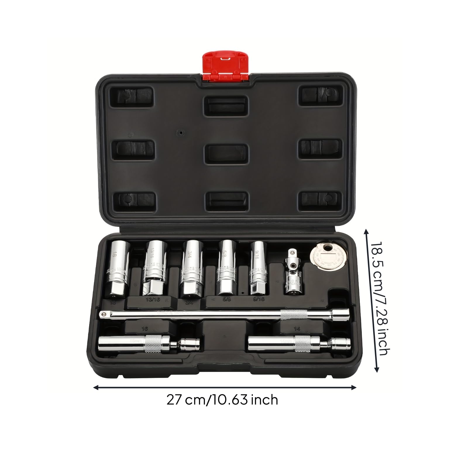 10 Pezzi Set di Chiavi Candele con Valigetta Professionale Kit di Riparazione Automobilistica Magnetico Attrezzo per Meccanici, Officina