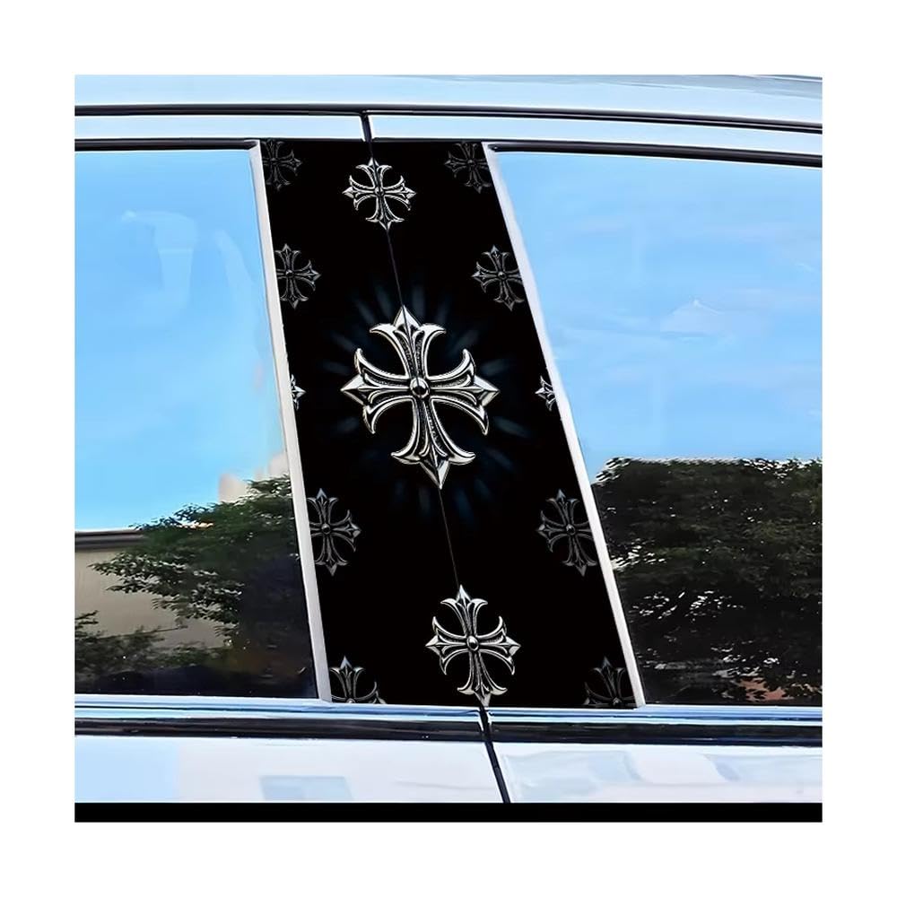 Bertdcx One Color 2 Pieces Of Car B-Pillar Stickers Cross Polyethylene Protective Film Auto Parts