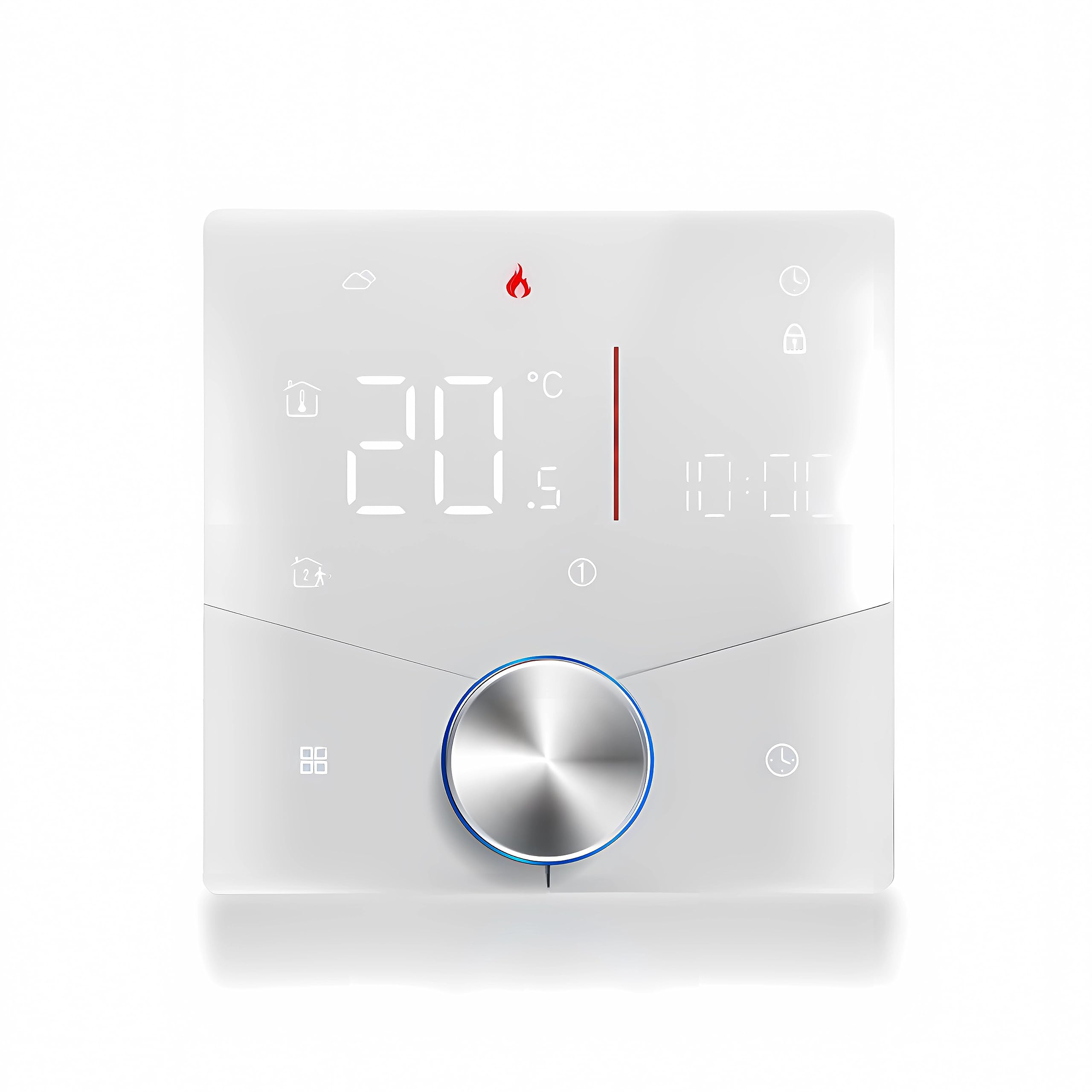 009 Serie Knob Termostato Calefacción WiFi para Caldera de Gas/Agua, Termostato Inteligente Programable para el Hogar, Función de Control de Voz Compatible con Alexa, Google Home 5A(Blanco)