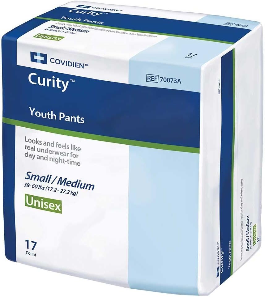 Curity Youth Pants Youth Pull-On Diapers Size Small/Medium Case/68 (4 bags of 17)