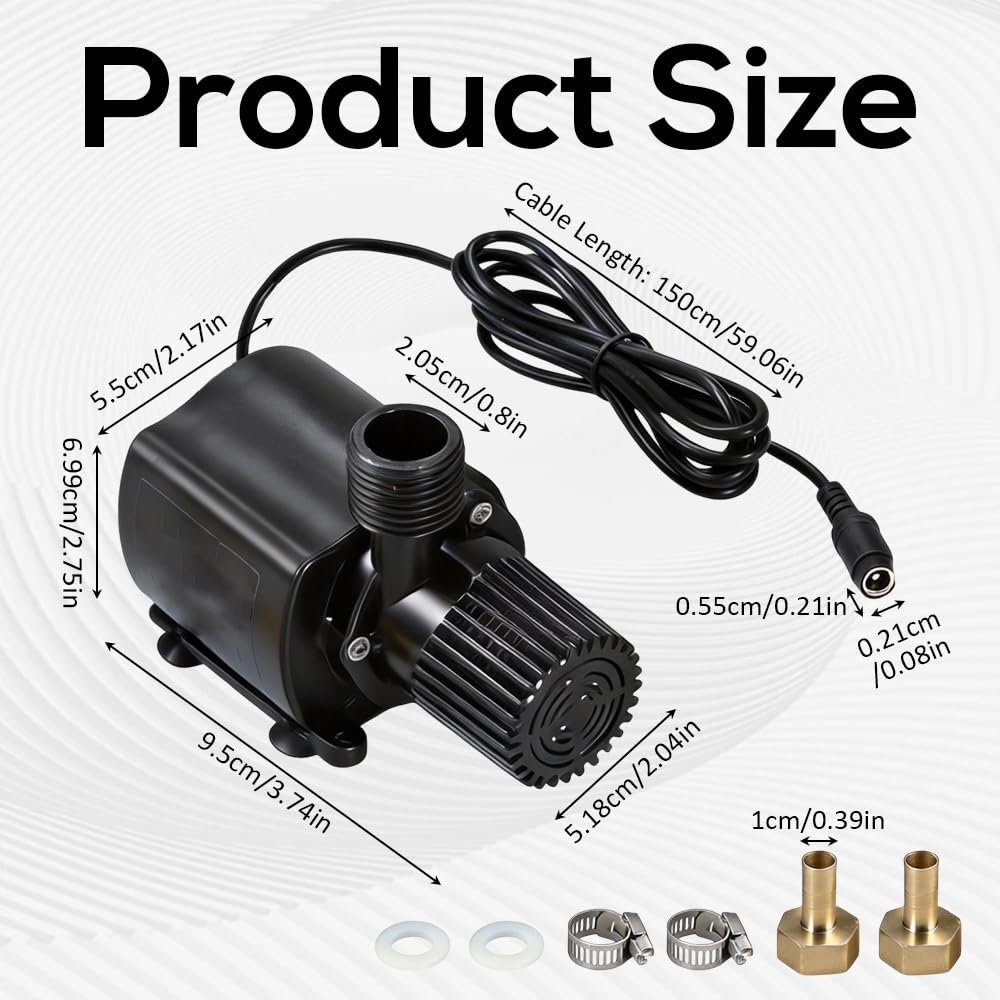 12V Wasserpumpe mit Drehzahlregelung, 800L/H SolarWasserpumpe Brushless, Geräuscharm Wasserpumpe Klein Teichpumpe,5M Förderhöhe, Aquarium Pumpe, Mini Pumpe Wasser für Wasserzirkulationssystem