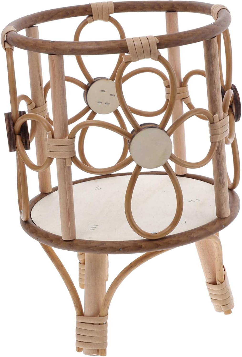 TOYANDONA Small Plants and Flowers Stand Rattan Plant Stand Flower Display Holder Indoor Home and Outdoor Garden Decor Sturdy Rack