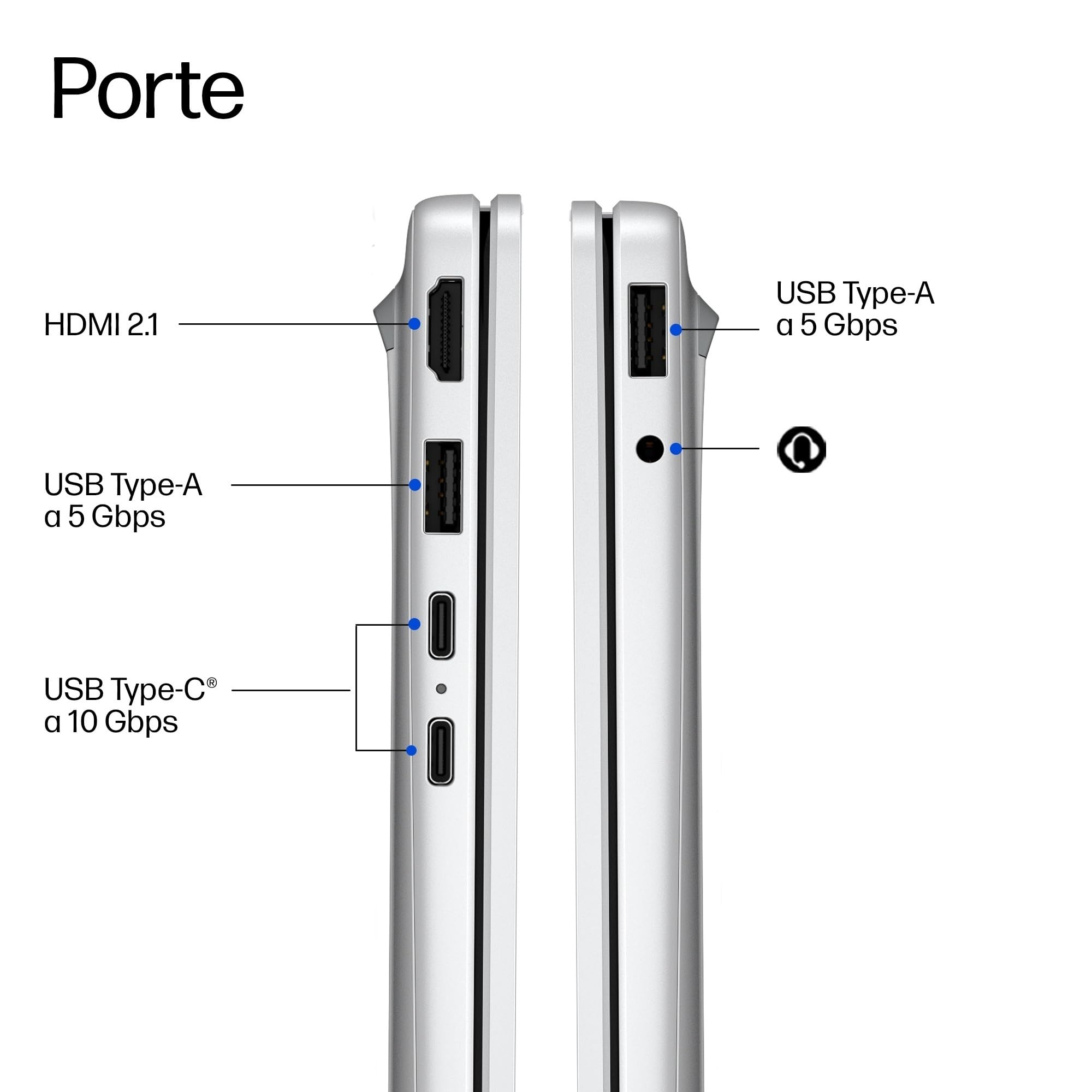 HP OmniBook 3 16-by0001slx, Notebook, AMD Ryzen 5 130, 8 GB RAM, 512 GB, AMD Radeon 660M integrata, Display 16" 2K IPS Antiriflesso 300 nits, Laptop, Windows 11, Portatile, Argento