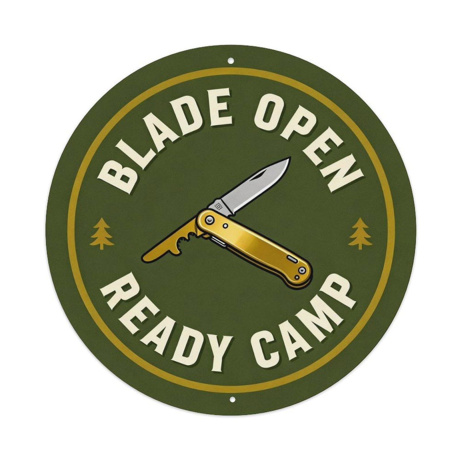 Blade Open Ready Camp Metal Tin Sign Plaque