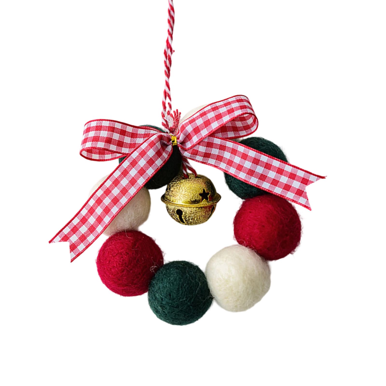 Artisanal Miniature Holiday Ornament Feature Textured Felt and Chiming Bells Ideal for Christmas Home Decoration Miniature Christmas Hanging Decors