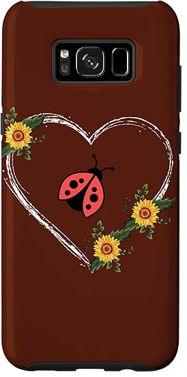 Amazon Co Jp Galaxy S8 てんとう虫 羽とひまわりのハート 茶色の背景 スマホケース Electronics