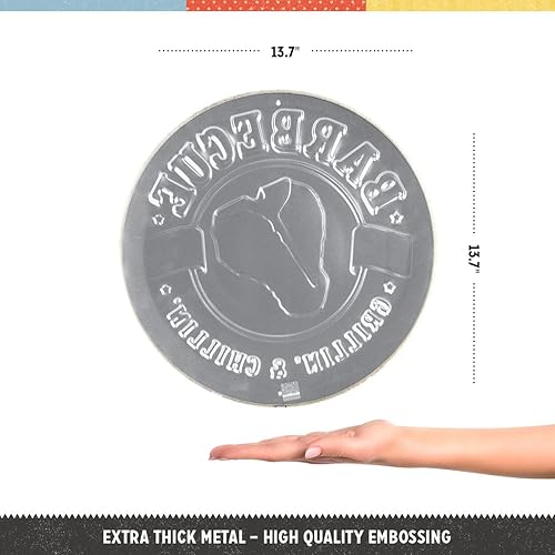 Miniatura 2 de Nostalgic-Art Cartel de hojalata retro, Ø 13.7", Barbacoa  Grillin' & Chillin'  Idea de regalo para aficionados a la barbacoa, hecho de metal,