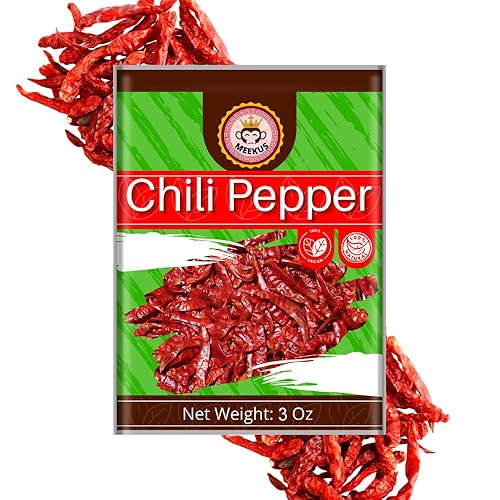 Meekus Chile de Sichuan seco entero, chile seco, chile entero, suave, utilizado en platos mexicanos, chinos, tailandeses, chiles rojos secos de