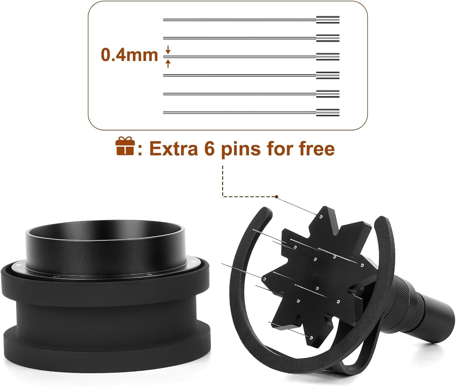 IKAPE 51 MM WDT-Werkzeug, Espresso-Rührer-Verteilungswerkzeug, einstellbare Nadelhöhe, Kaffeerührer mit Dosiertrichter und Ständer