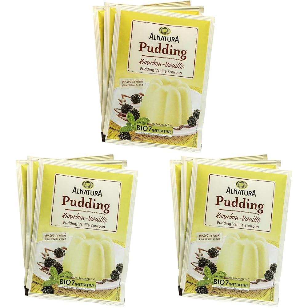 Alnatura Bio Pudding Vanille glutenfrei, 3 Beutel, 120g (Packung mit 3)