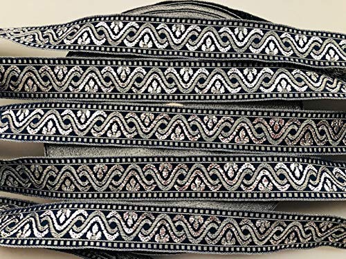 Corduroy Fabric Fold-Over Braid Trim - 5 Yards, 1 Inch Wide When Open, Navy, Polyester Ribbon For Clothing & Crafts