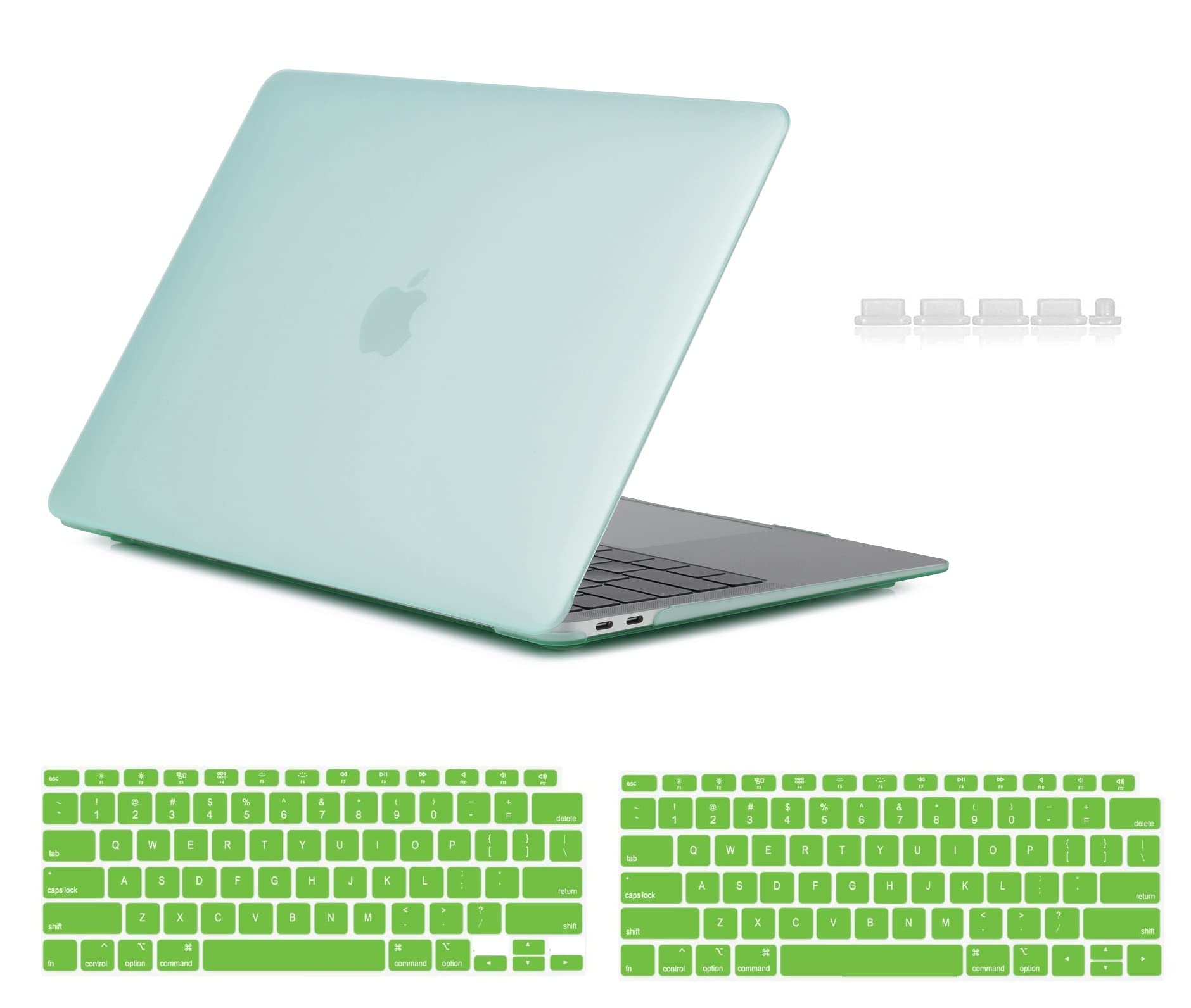 Midkart Matte Hard Shell Plastic Case Cover Compatible with MacBook Air 13 Inch with Touch ID (Model M1 A2337 / A1932 / A2179, Release 2021-2018) with Key Guard & Dust Plugs, Green
