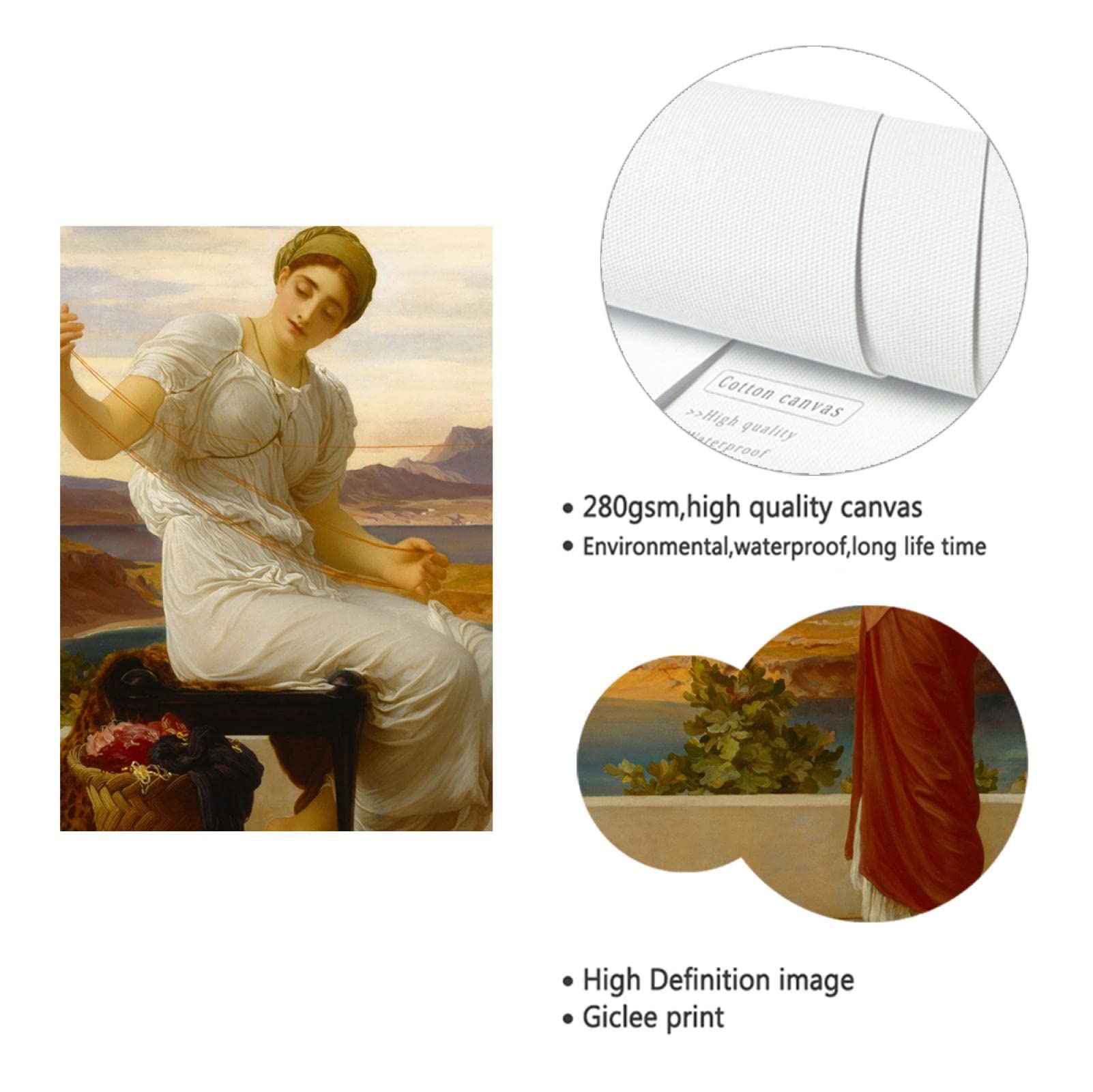 Via Vela The Winding the Skein autorstwa Frederic Leighton estetyczny design duży wydruk na płótnie sztuka ścienna słynny obraz do sypialni wystrój domu 65 x 100 cm rama wewnętrzna