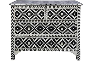 Bone Inlay Very Rare Black 4-Drawer Chest: A Timeless Treasure