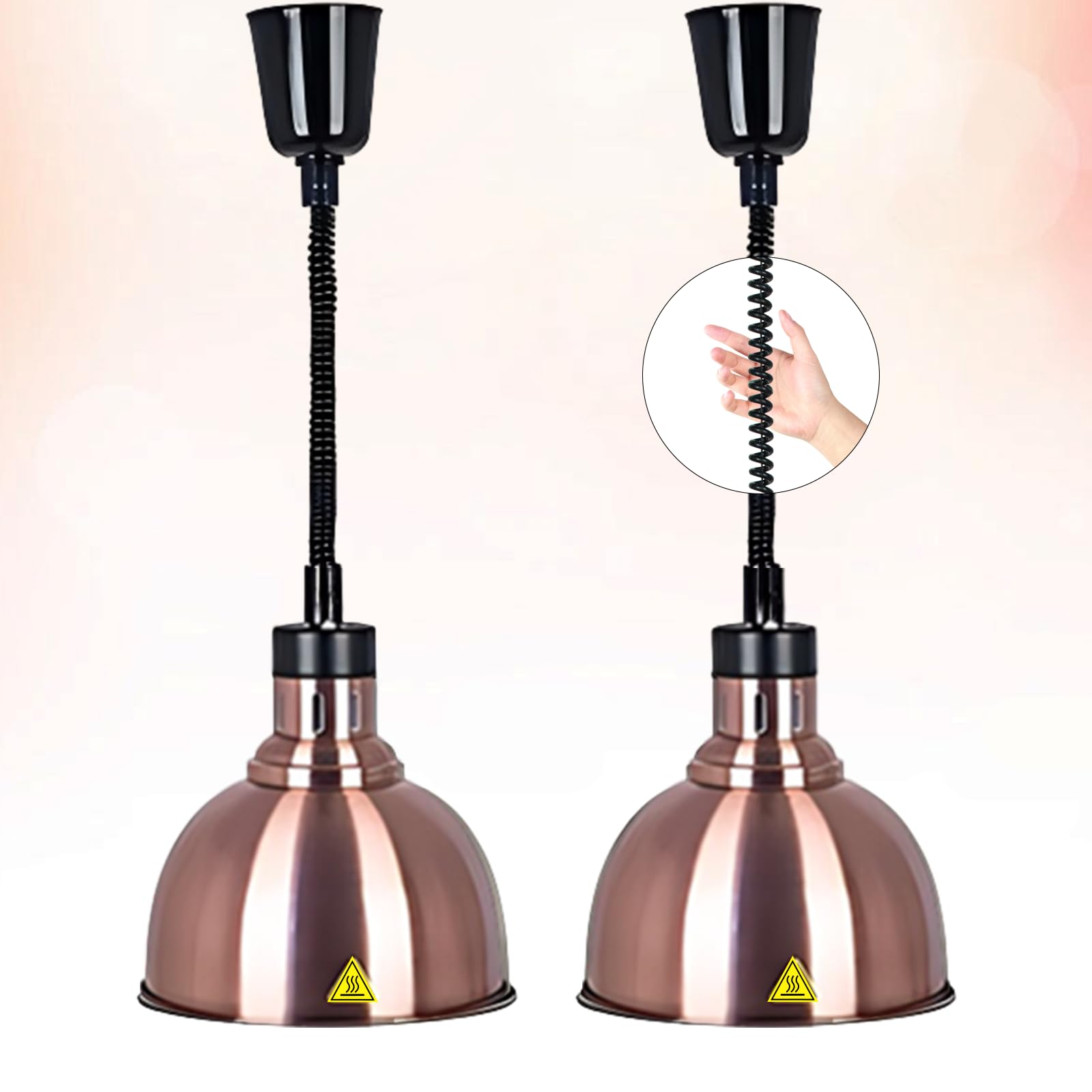 Lampara Calienta Platos, 250W Lampara Calor Cocina Extensible | Lamparas de Calor Hosteleria 19 cm/25 cm, Suspension Lampara de Calor Alimentos Cocina, Restaurante y Buffet