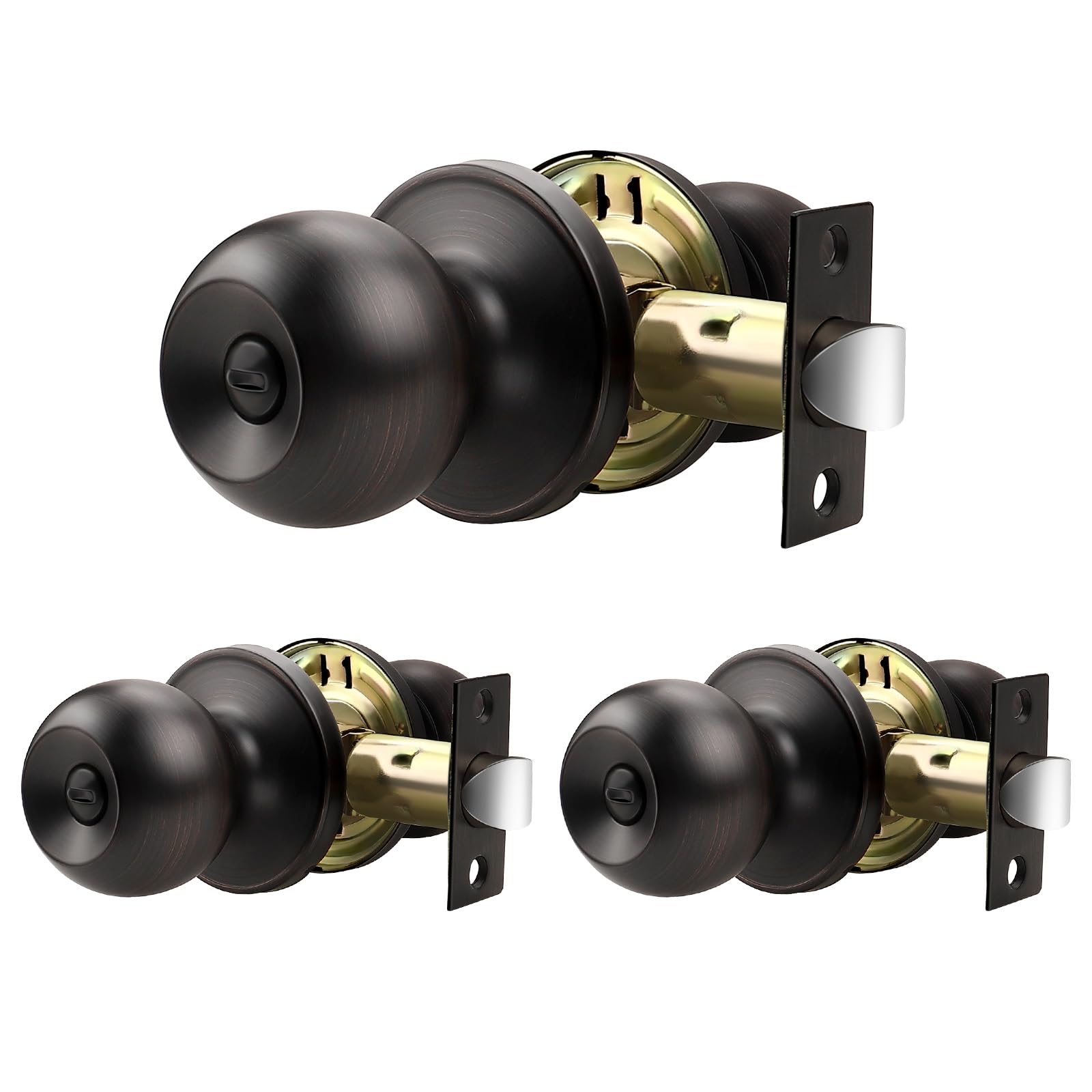 Black Interior Door Knobs - 10 Pack, Keyless Privacy -10