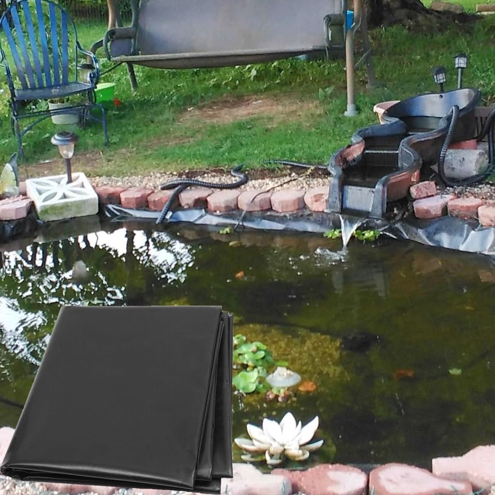 Rivestimento per stagno in HDPE, telo impermeabile per stagni esterni, in gomma pieghevole, per cascate, stagni e laghetti per pesci, 6 x 9 m