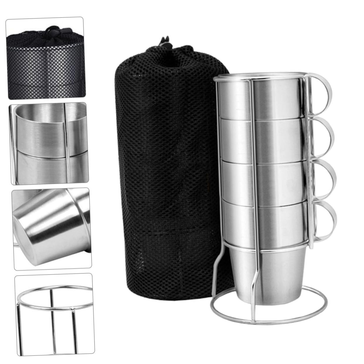 Gatuida Doppelter Edelstahlbecher Mit Isolierbecher Outdoor-becher Edelstahlbecher Und Bierbecher-netzbeutel Mit Ständer Kühlung Und Hitzebeständigkeit