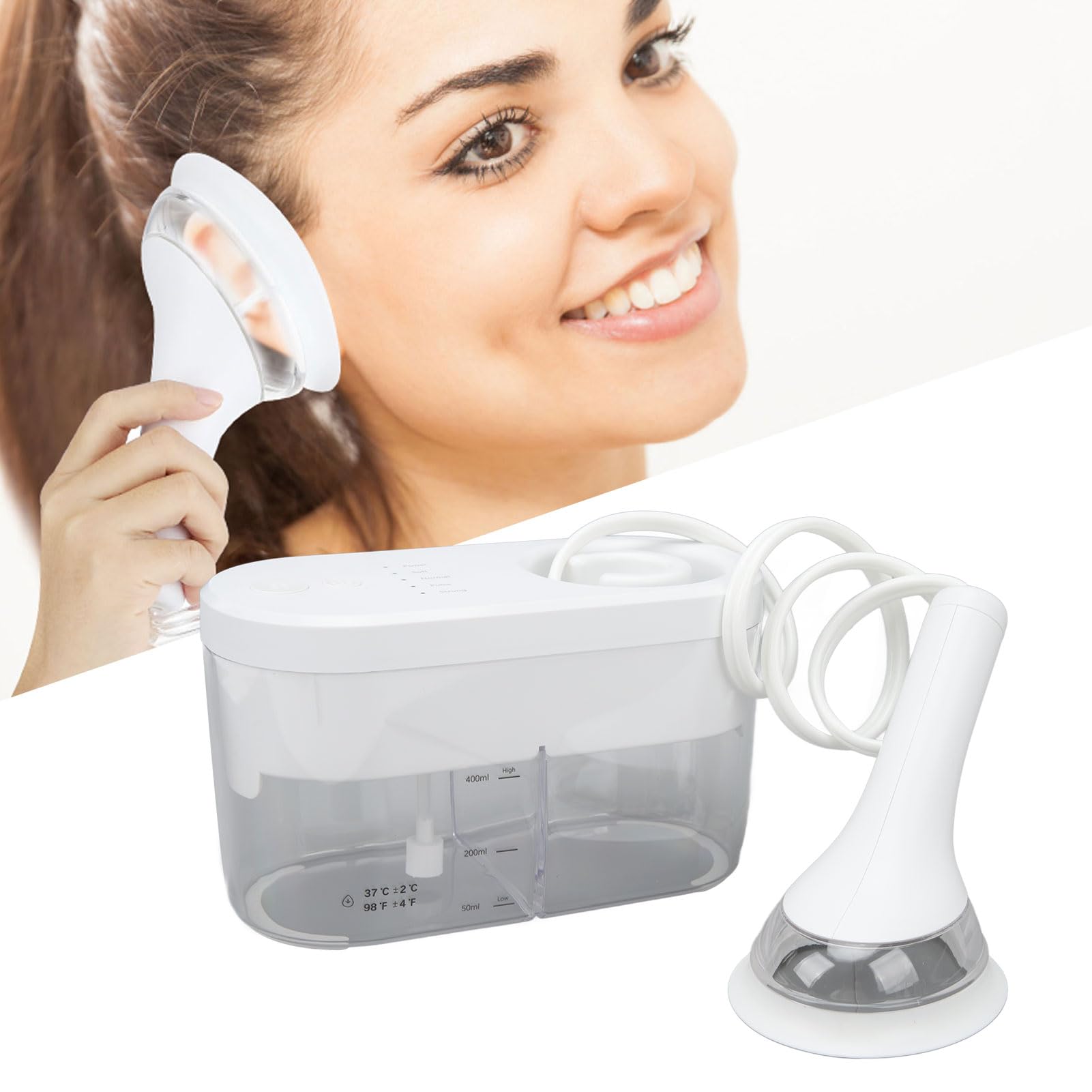 Nettoyeur de Cire D'oreille, Rechargeable 4 Modes de Nettoyage Automatique de L'eau D'irrigation Outil de Nettoyage des Oreilles pour Adulte (Trousse blanche)