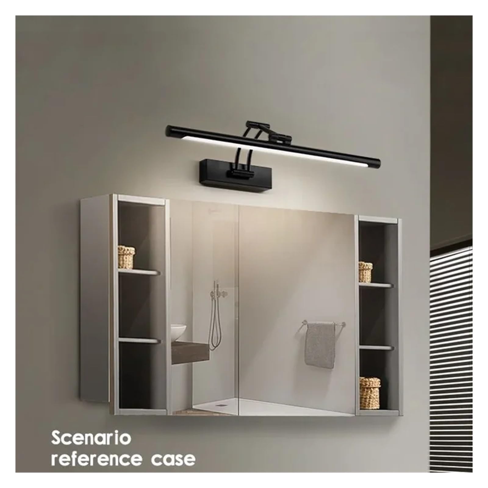 Lampa ścienna LED do łazienki Lustro przednia Lampa do makijażu Toaletka Lustro Lampa ścienna Metalowa składana szafka Kinkiet Oświetlenie Lustre Pełne pokrycie(Warm,Black-43cm)