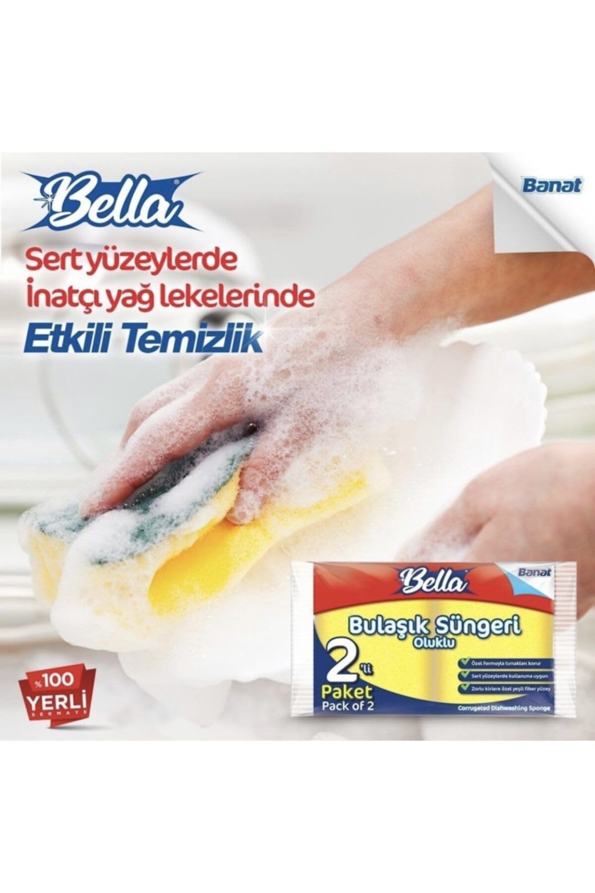Banat Bella Oluklu Bulaşık Süngeri 2'Li