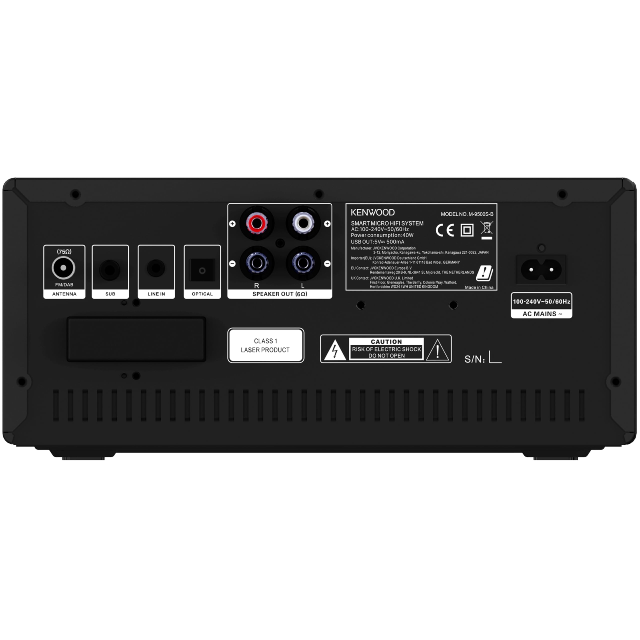 Kenwood Microcadena Hi-Fi | Bluetooth 5.2 | CD, USB, Radio FM/Dab+, Spotify Connect, Radio y Ecualizador | 2x50W RMS | Equipo de música para casa con Control por App y Pantalla TFT- M-9500S-B
