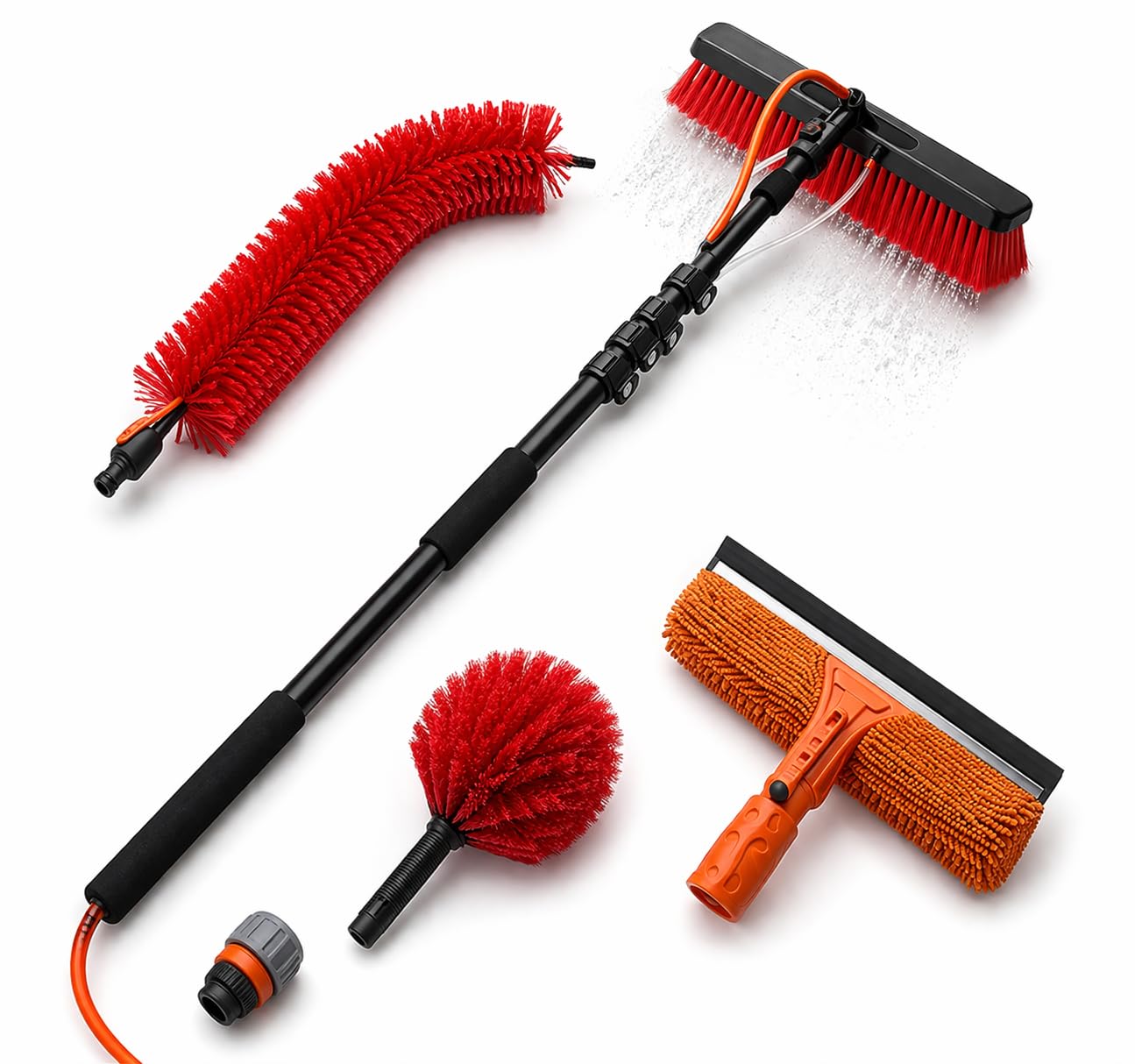 Paul’s Poles 7.0m Water Fed Telescopic Window Cleaning Pole – 4 Essential Accessories Included - Lightweight Extendable Cleaning Pole for Cars, Caravans, Motorhomes, Vans & Solar Panels.