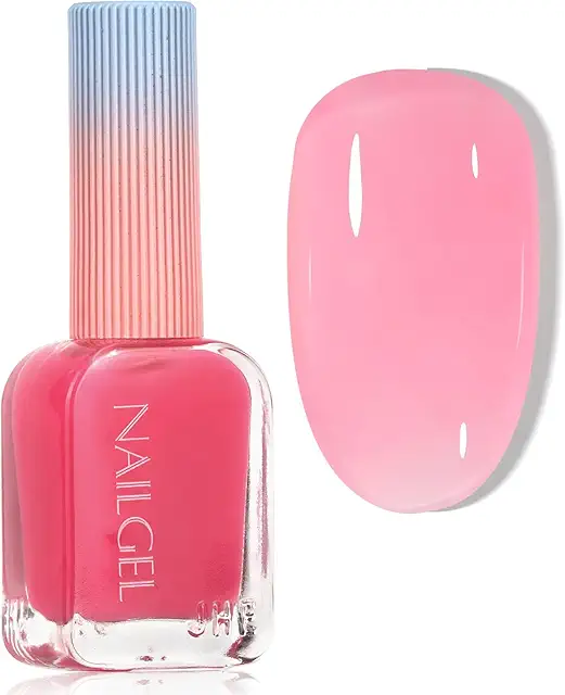 Jelly Nail Polish - Quick Dry Translucent Pink Varnish - No Lamp Needed
