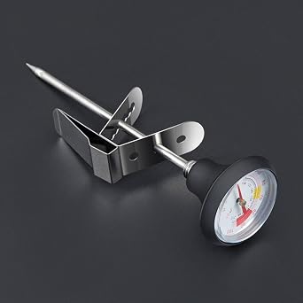 predolo Coffee Thermometer Double Scale Attach-on Thermometer Centigrade Fahrenheit Cooking Tool for Espresso, Black