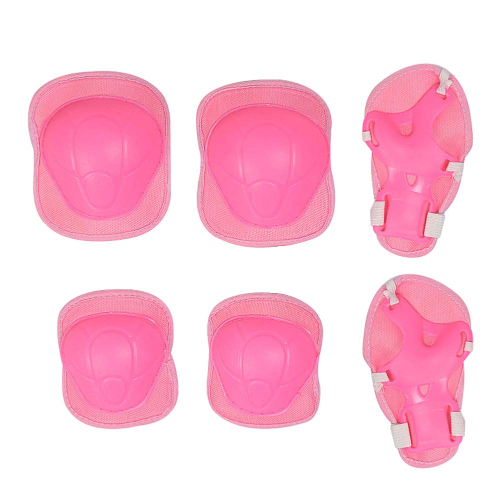 YosemiteKids Knee Pads Set, 6 in 1 Kit Protective Gear Knee Elbow Pads with Adjustable Wrist Guards Toddler Children Protection Safety for Rollerblading BMX Bike Bicycle Pink