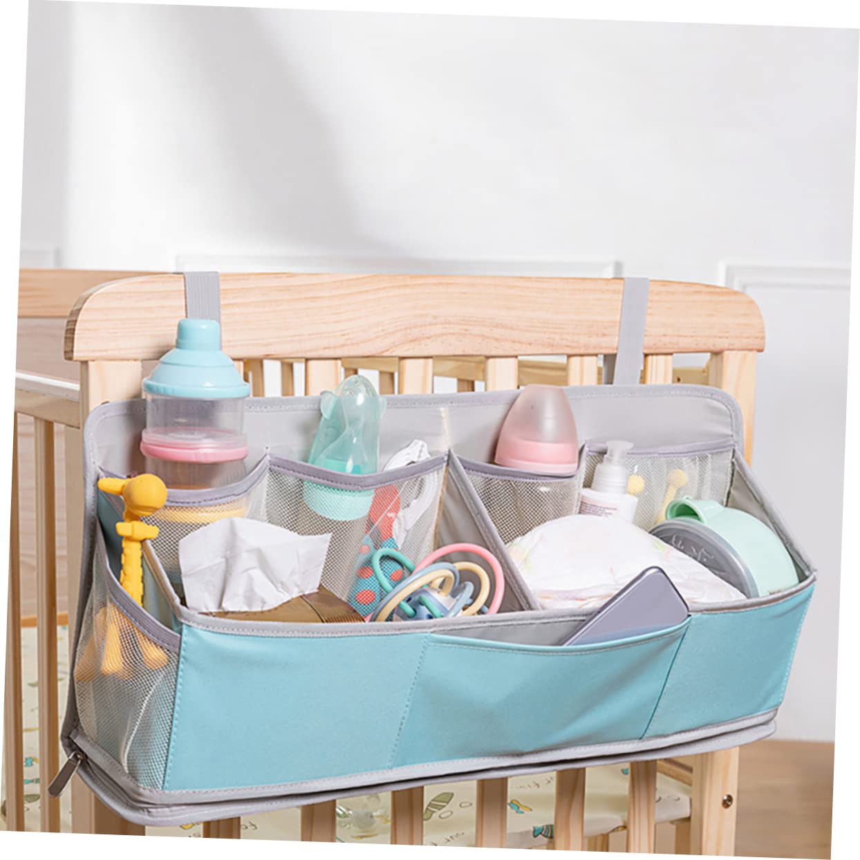 TOYANDONA Hängender Windelorganizer aus Oxford Pp-Material für Kinderbetten Bietet Platz für Windeln Puder Fläschchen und Andere Babyartikel Sorgt für Ordnung dem Wickeltisch