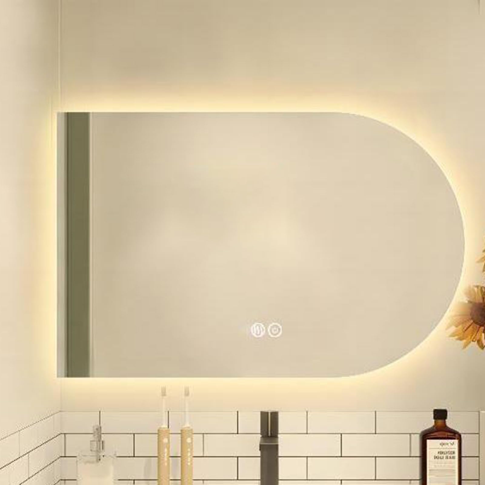 Miroir avec désembuage automatique et éclairage 3 couleurs à intensité variable
