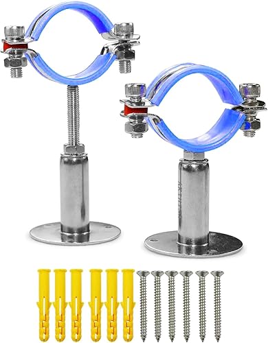 Miniatura 17 de AKIHISA Soporte de tubo de montaje en techo de 1-37/64 pulgadas, paquete de 2 ganchos ajustables de acero inoxidable 304 con anillo dividido de