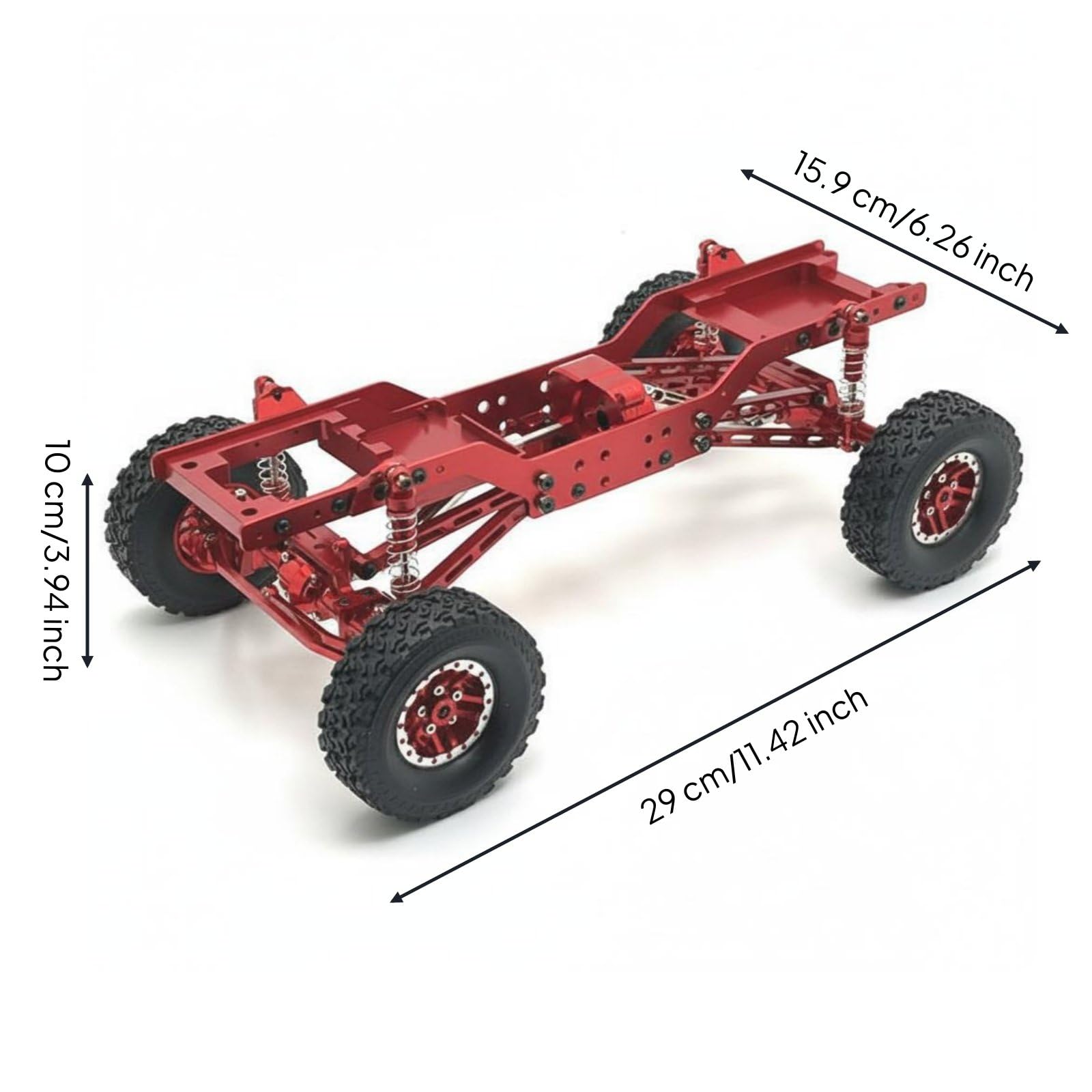 Telaio Auto Elettrica RC Telaio Crawler Telaio Telaio Metallo con Rialzati Ingranaggi in Ghisa E Ammortizzatori Inclusi Adatto per Costruzioni Personalizzate E Percorsi Rocciosi, Rosso